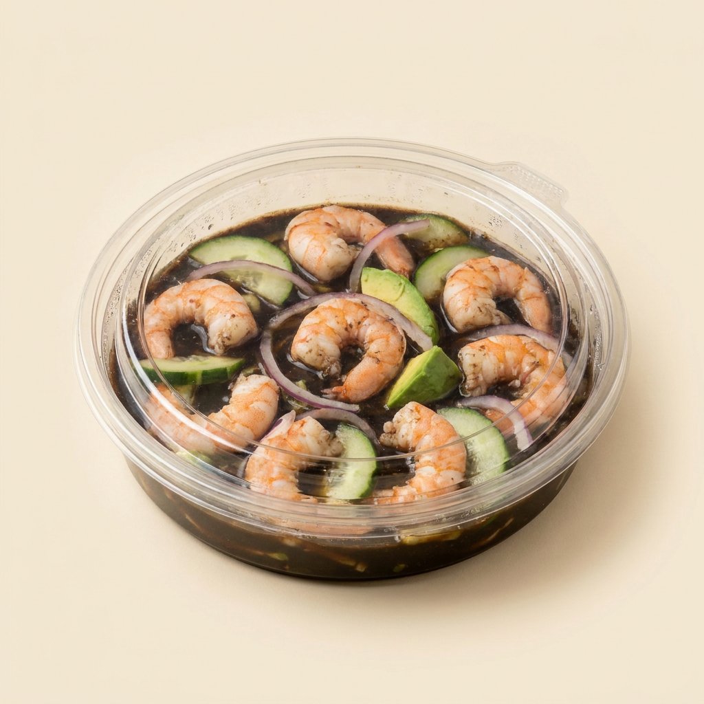 Aguachile negro de chiles tostados con camarones