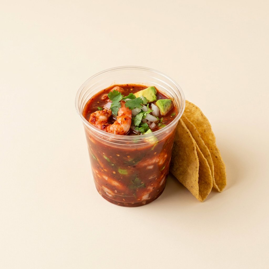 El Bravo, cóctel de salsa roja oscura con tostadas