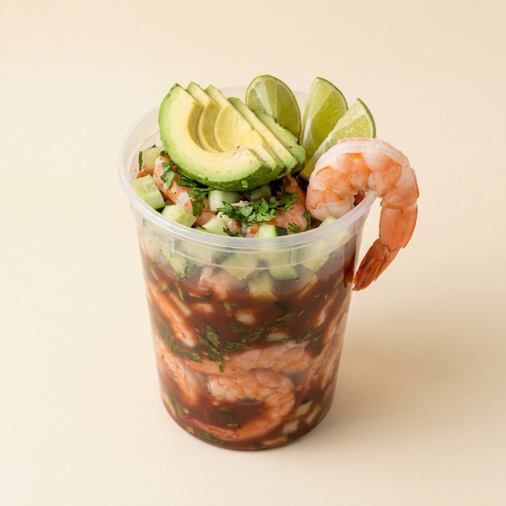 El Mero Mero, vaso grande con camarones jumbo y aguacate